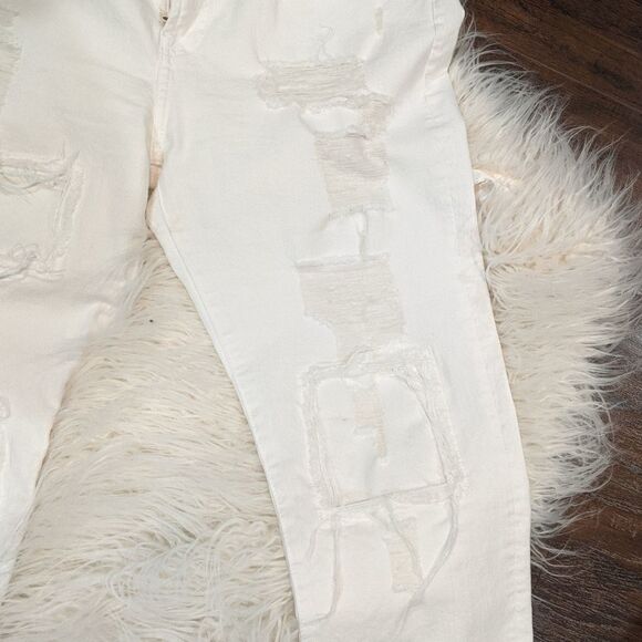7 for All Mankind White Ripped Jeans | 30" - Picture 8 of 11